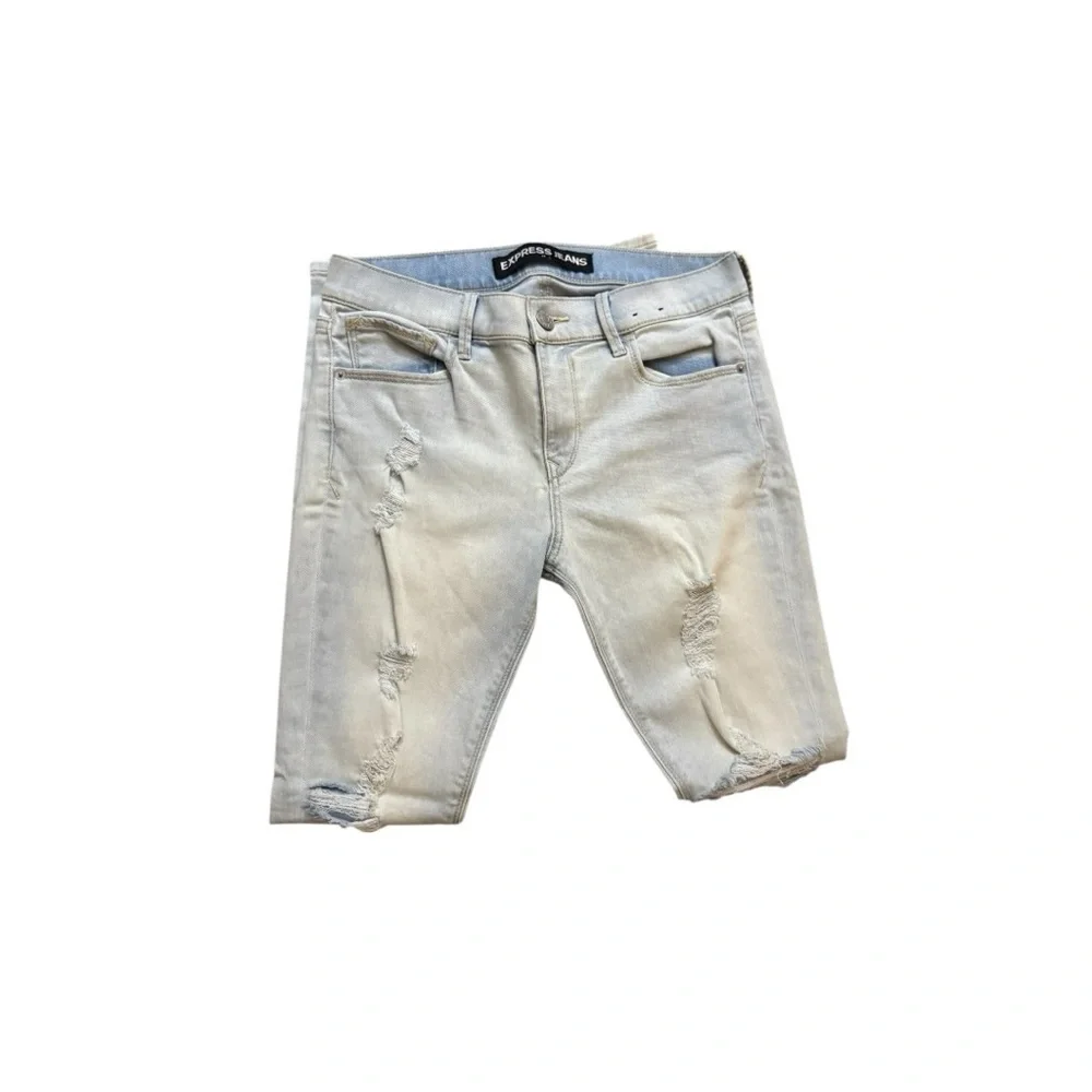 Express Light Wash Ripped Women's Jeggings - Picture 5 of 6